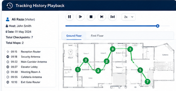 Indoor map and checkpoint tracking interface